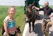 Altı kişilik aile, eşek arabasıyla Fransa’dan Filistin’e seyahat ediyor